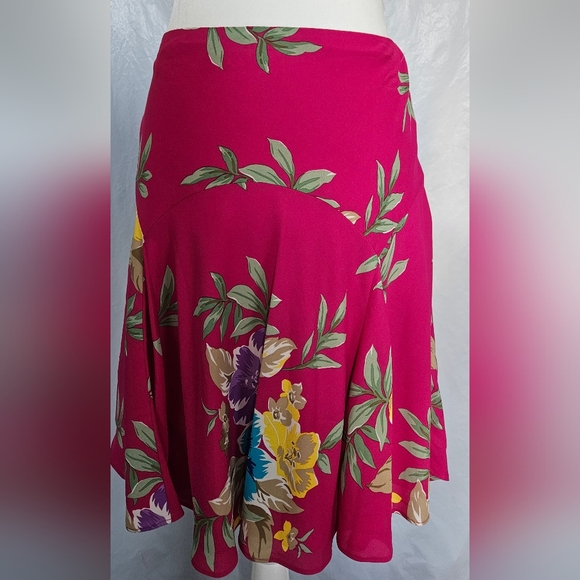 Lauren Ralph Lauren Dresses & Skirts - Lauren Ralph Lauren Floral Midi Skirt in Fuchsia NWT